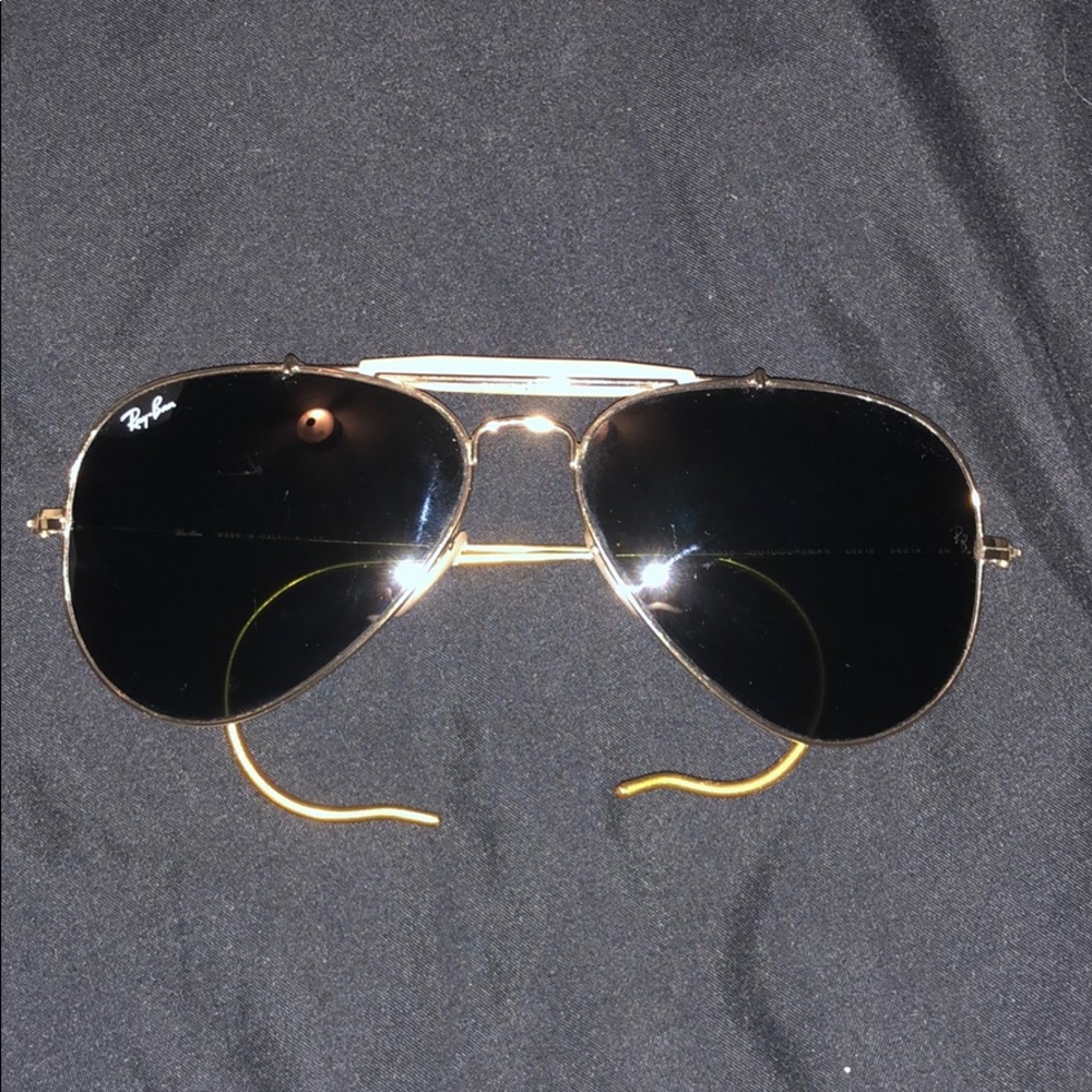Ray Ban black and gold Aviators